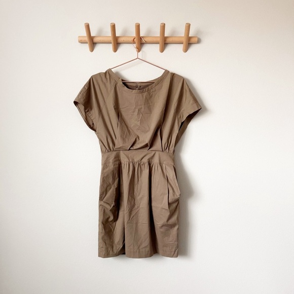 system Dresses & Skirts - System Olive Poplin Cotton Dress